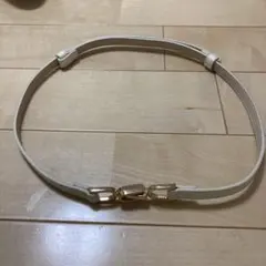 新品★ホワイト 合成皮革 ベルト ゴールド金具