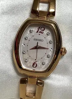 美品　SEIKO　セイコー　V117　ゴールド　ホワイト　ブラウン　ソーラー 美品 SEIKO セイコー V117 ゴールド ホワイト ブラウン ソーラー