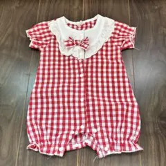 SHEIN ベビー服 女の子 赤チェック 半袖ロンパース