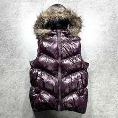 00s old gap/ファーダウンベスト/Y2K/光沢/お兄系