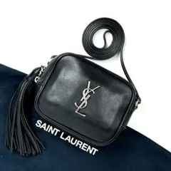 【美品】サンローラン　ブロガー　ショルダーバッグ　YSL　フリンジ　レザー　黒色