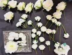 最終価格 アーティフィシャルフラワー 白系 アートフラワー材料セット