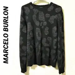 MARCELOBURLON✦ダメージ加工/シルバーラメレオパードニット/ヒョウ柄