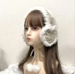 イヤーマフ　耳あて　earmuffs 　淡い民　ハートイヤーマフ　編み物