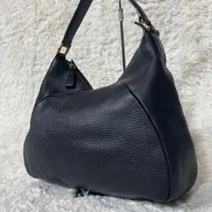 極美品ヒロフ ショルダーバッグ レザーシボ革 ロゴ型押ホーボー y2k 00s黒のサムネイル