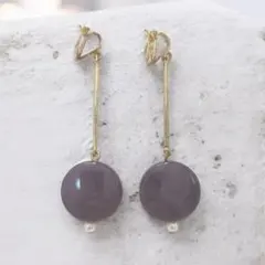 【フォロー割5%オフ‼️】イヤリング　ロング　ゴールド　紫　パール　大ぶり
