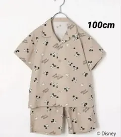 ミッキーマウス柄 甚平 半袖シャツ・ショートパンツセット 100cm