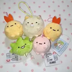 すみっコぐらし　　ばんざいゴムひも付き　マスコット　5点セット