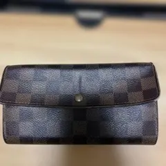 ダミエパターン ブラウン長財布