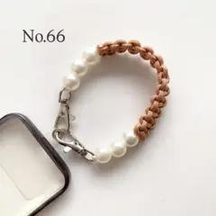 【ラスト1点】ハンドストラップ　スマホストラップ　オレンジ　パール　パラコード