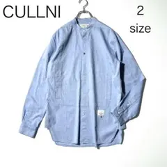 3489【美品】クルニ バンドカラーシャツ サックスブルー Mのサムネイル