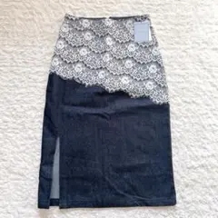 ♡MICOAMEN♡インディゴレース付きひざ下タイトスカート　Ｍ