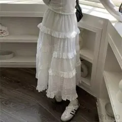 SHEIN ミニフリルデザイン切替ティアードスカート