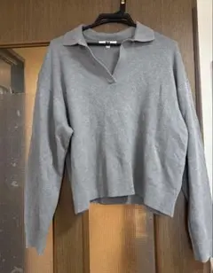 ユニクロ スムースコットンリラックスポロセーター Lサイズ　美品