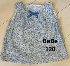 BeBe小花柄 ノースリーブスモッグ チュニックワンピース タンクトップ120のサムネイル