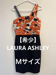 【希少】LAURA ASHLEY オケージョンドレス UK10 オレンジ黒 花柄