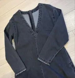 ルーニィ　Aライン　デニムロングフレアワンピース