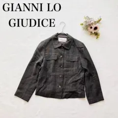 【ジャンニロジュディチェ】ステンカラージャケット（Ｓ）チェック イトキン ウール