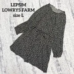 【レプシィム】チュニック フレアワンピース L 黒 花柄 リボン 長袖 リボン