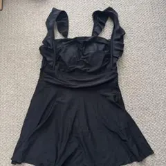 ブラック ワンピース水着 フリル付き