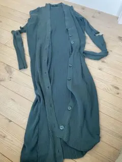 ディーゼルリブ編みグリーンロングカーディガン