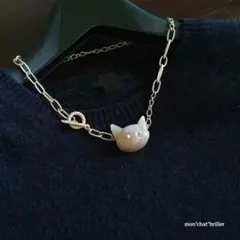 オレンジムーンストーン　CAT face　ネックレス　素敵な逸品
