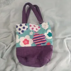 【新品未使用】和装バッグ　北欧風、花柄ドットトートバッグ
