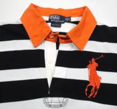 ポロラルフローレン　ポロシャツ　M　ラガーシャツ調　ボーダー　ビッグポニー