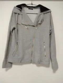 グレー スウェット ダブルライダースジャケット L