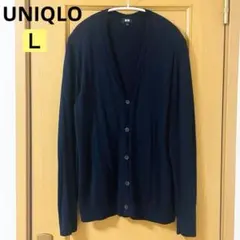 ✨️セール中・美品✨️ユニクロ メリノVネックカーディガン ネイビー Ｌ 男女兼用