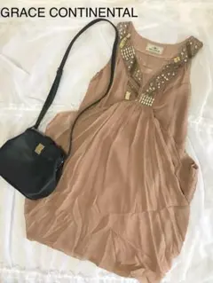 grace continental ビジュー付シルクドレス【美品】