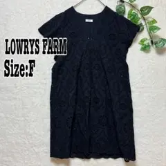 LOWRYS FARM スカラップレースミニワンピース インド綿 Ｖネック F