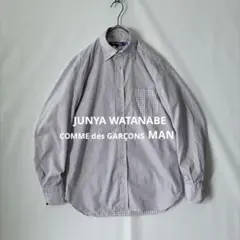 希少✨美品✨ジュンヤワタナベコムデギャルソン 丸襟 ストライプ 長袖シャツ SS 希少 13年製 ジュンヤワタナベ コムデギャルソンマン 上質 丸襟 シャツ