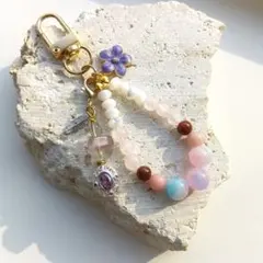 災難をはね返す☆マザーオブパール×ローズクォーツ×ガーネットチャーム