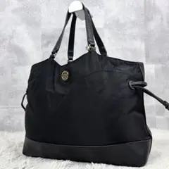 美品 トリーバーチ ナイロン レザー ロビンソン ハンドバッグ ブラック 黒