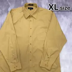 USA古着　カジュアルシャツ　XL　LL　イエロー　マスタード　黄色　無地　長袖