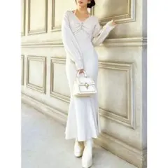 【RESEXXY】レイヤードマーメイドニットワンピース　アイボリー