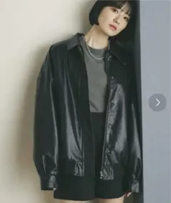 ヴィンテージレザーライクビッグシルエットブルゾン