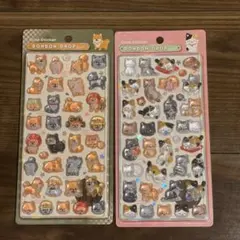 【正規品】ボンボンドロップシール　和柄　和猫　しば犬　2枚セット