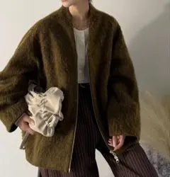 【Classical Evon】シャギーノーカラーコート イエロー XL 新品