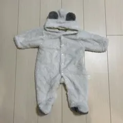 ベビー　着ぐるみ　ロンパース　アウター　ホワイト　くま　アニマル　モコモコ