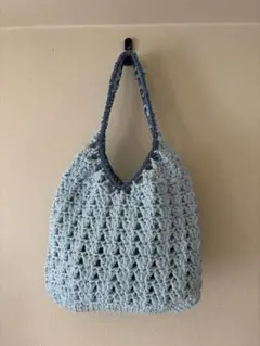 水色のハンドメイドトートバッグ