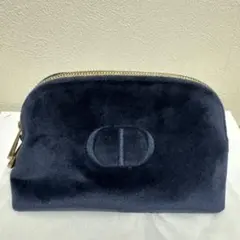 Dior ベロア調 ポーチ ネイビー