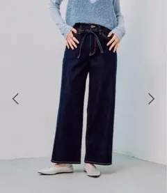 LEPSIM ベルト付きストレートデニム