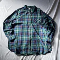 00s オールドネイビー チェック ネルシャツ グリーン グランジ Y2K 古着