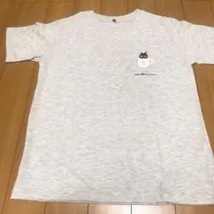 猫イラスト付き グレー Tシャツ M