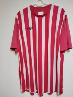 Umbro サッカーシャツ 赤白 ストライプ M 背番号6