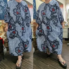 新品 木綿 本染め 浴衣反物 マキシ ワンピース 銀河染 着物 リメイク