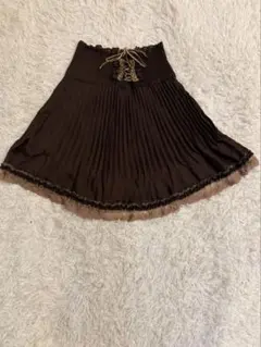 axes femme スカート 茶 プリーツ レース 量産系 ガーリー　ロリ