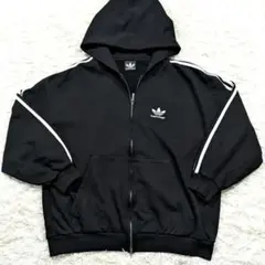 【極美品】BALENCIAGA adidas ジップアップフーディー ブラック
